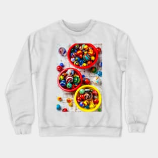 Colorful Glass Marbles In Bowls Crewneck Sweatshirt